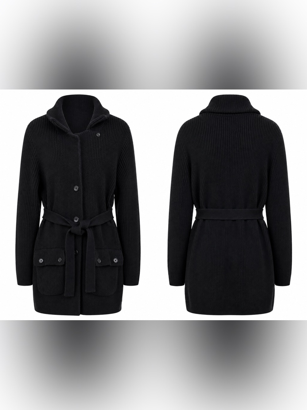 Lauren Ralph Lauren Black Belted Cardigan Sweater Coat 2X Plus Size